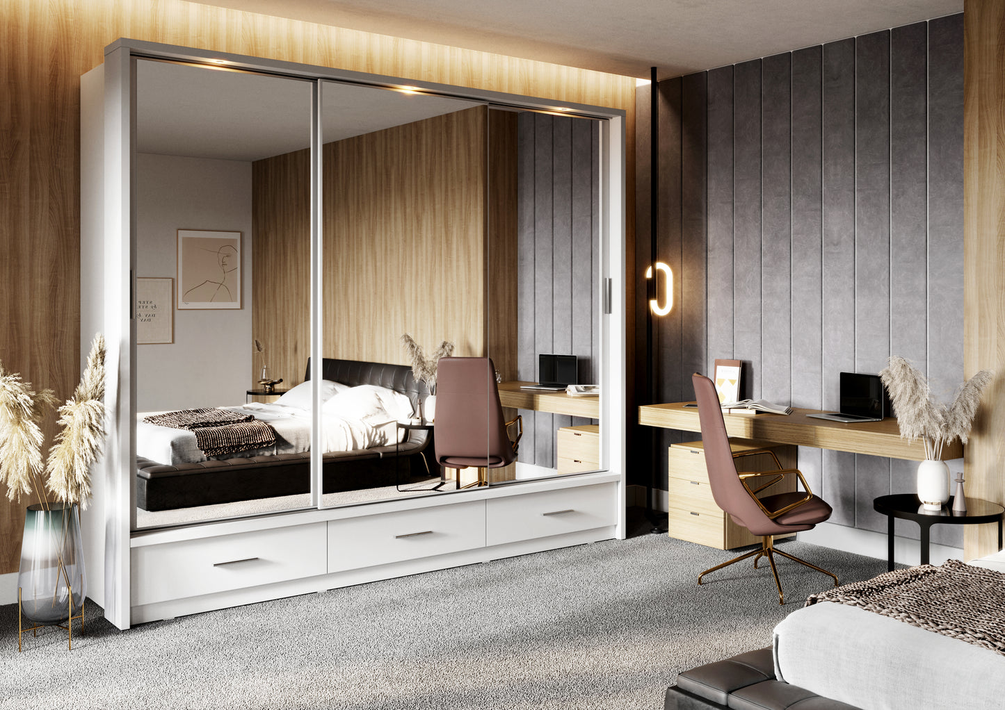 Sliding Door Wardrobe with Drawers
