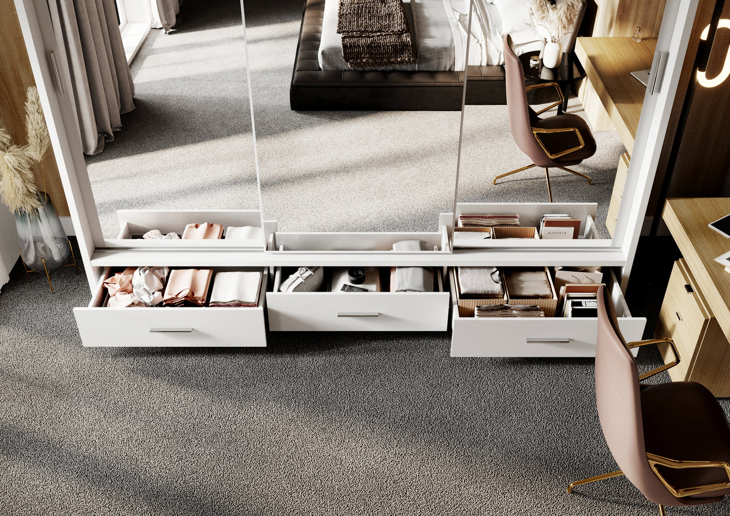 Sliding Door Wardrobe with Drawers