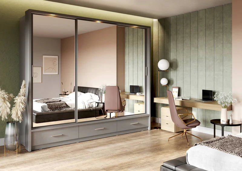 Sliding Door Wardrobe with Drawers