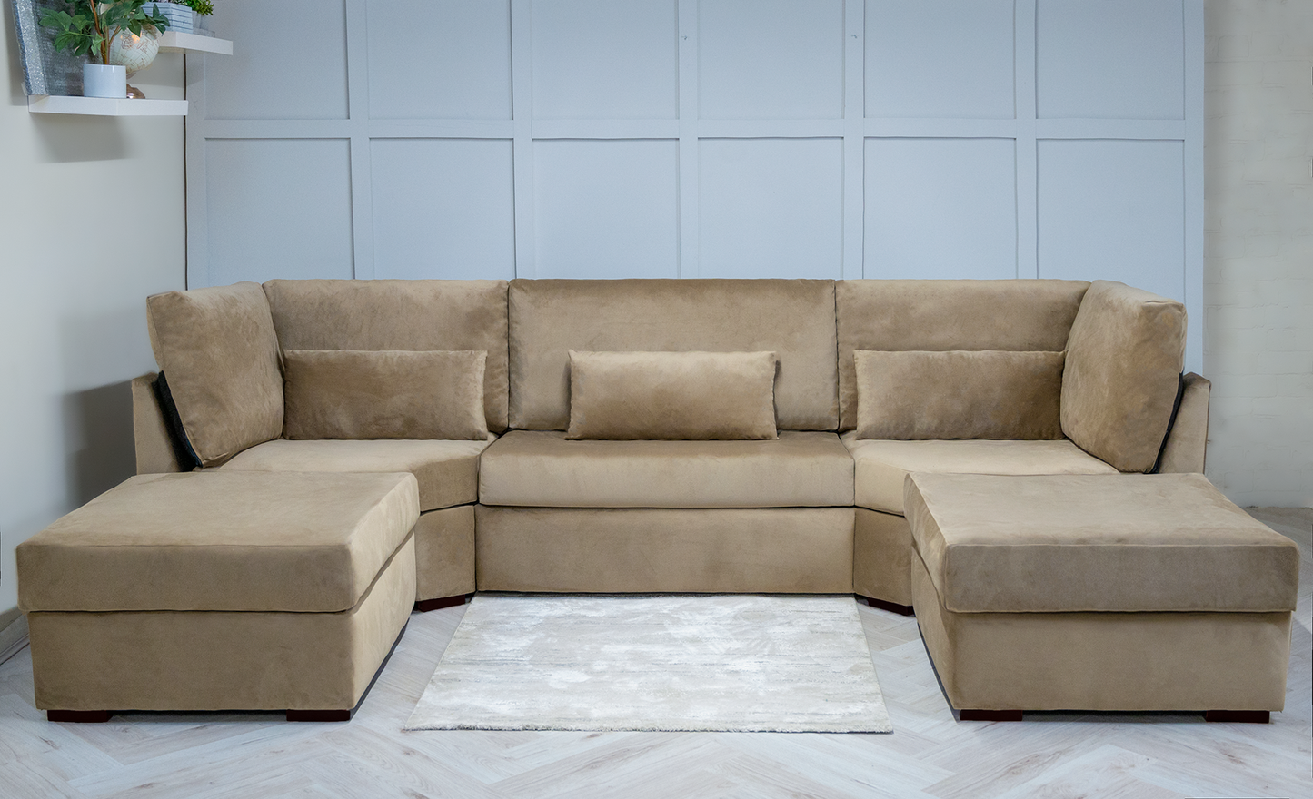 U-Shape Sofa With Fullback Cushions